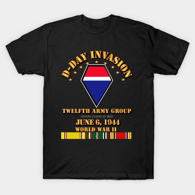12th Army Group - D Day w Svc Ribbons T-Shirt by twix123844